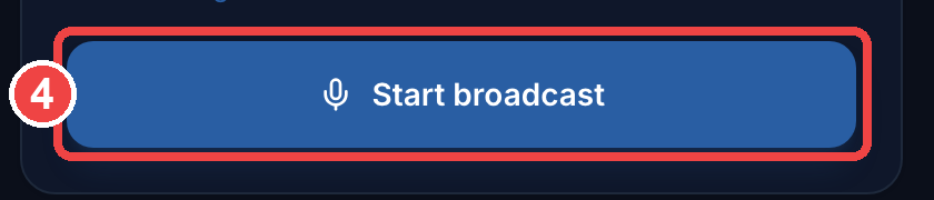 The blue Start broadcast button